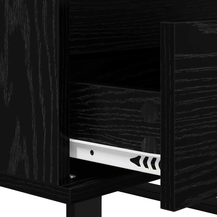 Buffet avec tiroir Chêne noir Bois d'ingénierie - 9