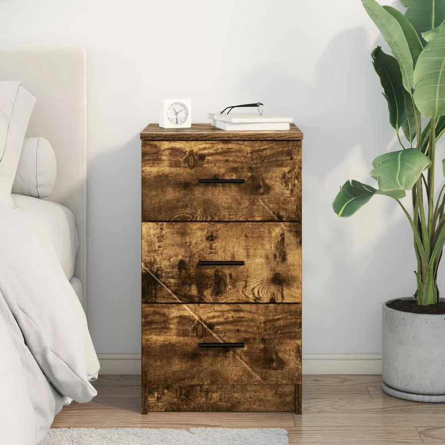 Cabinet de chevet Chêne fumé 38 x 38 x 66 cm Bois d'ingénierie - 4