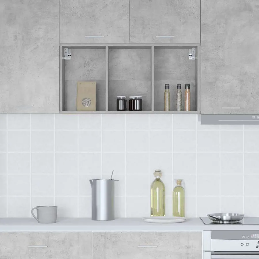 Armoire suspendue avec stockage Gris béton 40 x 29,5 x 80 cm - 4