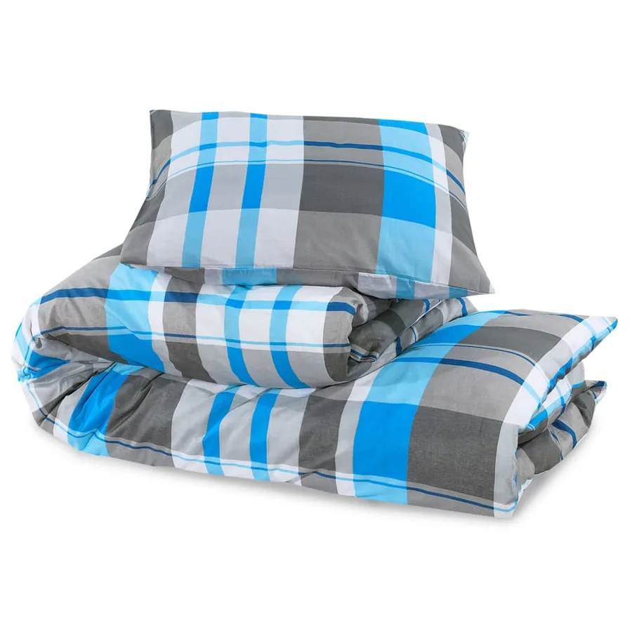 Ensemble de housse de couette Bleu et gris 135x200 cm Coton - 6