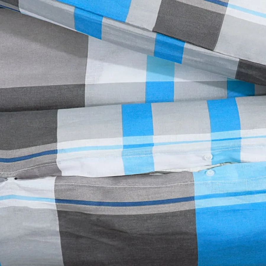 Ensemble de housse de couette Bleu et gris 135x200 cm Coton - 8