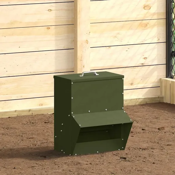 Mangeoire pour poules Vert olive 20 x 25 x 35 cm