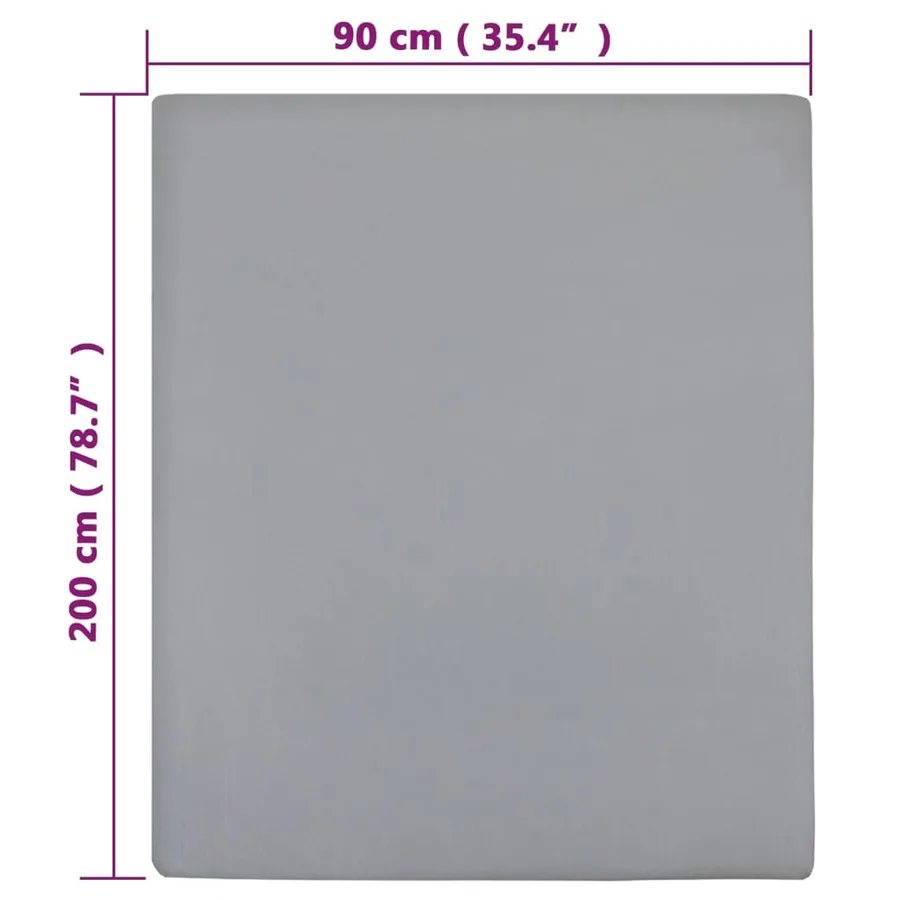 Drap-housse Jersey Gris 90x200 cm Coton - 5