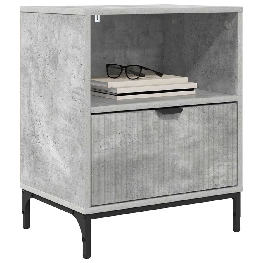 Cabinet de chevet avec tiroir 2 pcs Gris béton 49 x 36 x 61 cm - 3
