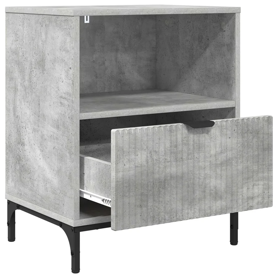 Cabinet de chevet avec tiroir 2 pcs Gris béton 49 x 36 x 61 cm - 5