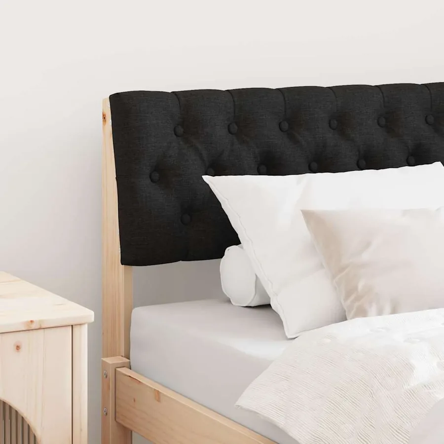 Tête de lit capitonnée Noir 90 cm Pin massif