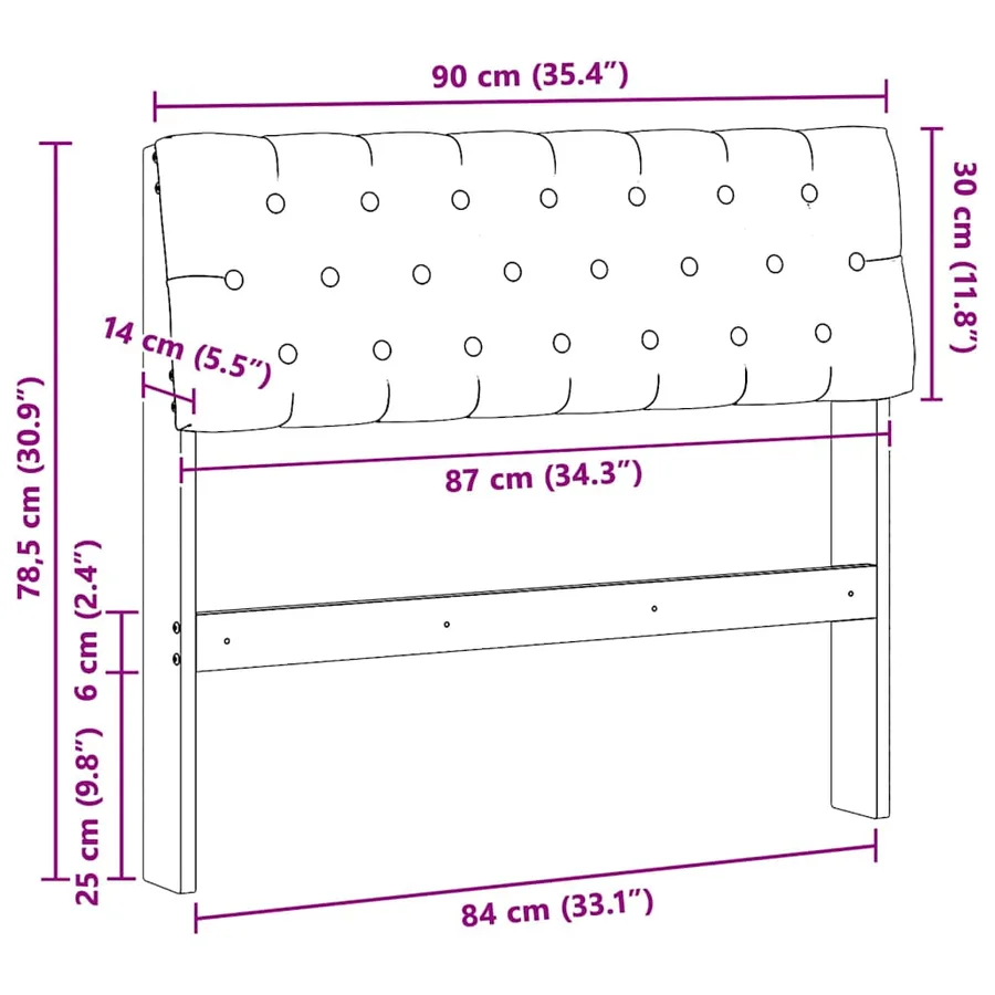 Tête de lit capitonnée Noir 90 cm Pin massif - 11