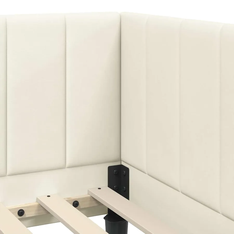 Cadre de lit d'angle avec matelas 2 pcs Crème Velours - 8