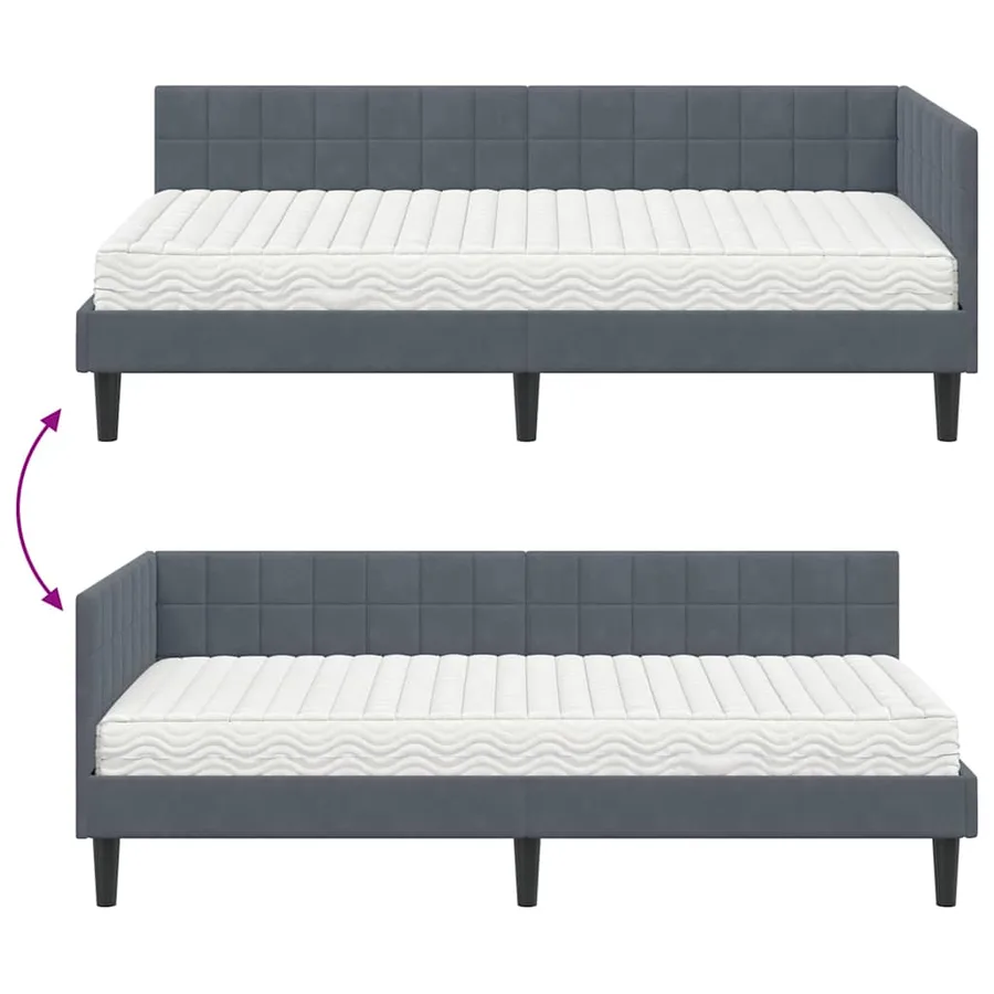 Cadre de lit d'angle avec matelas 2 pcs Gris Velours - 12