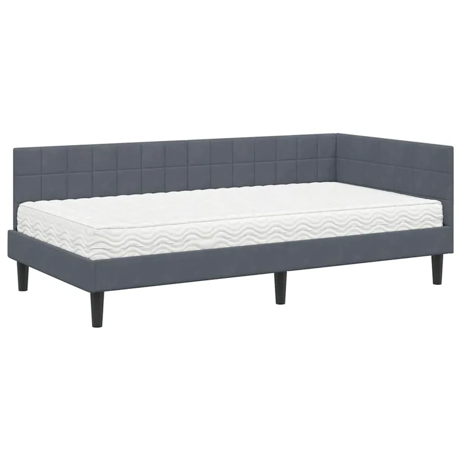 Cadre de lit d'angle avec matelas 2 pcs Gris Velours - 4