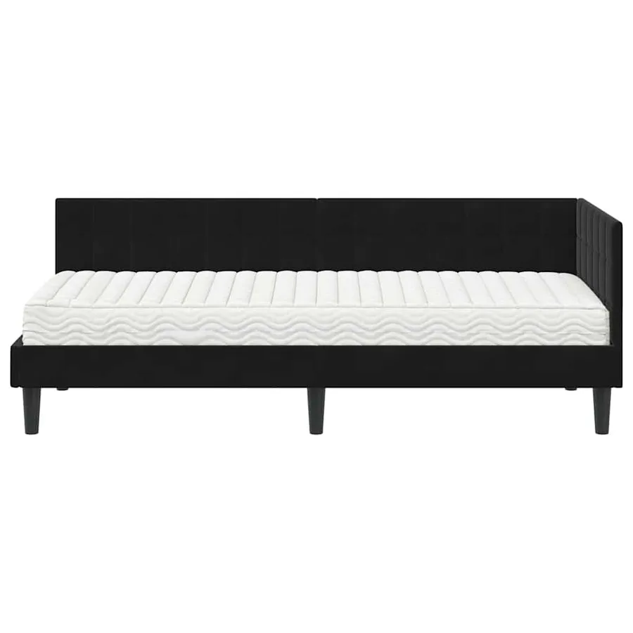 Cadre de lit d'angle avec matelas 2 pcs Noir Velours - 5