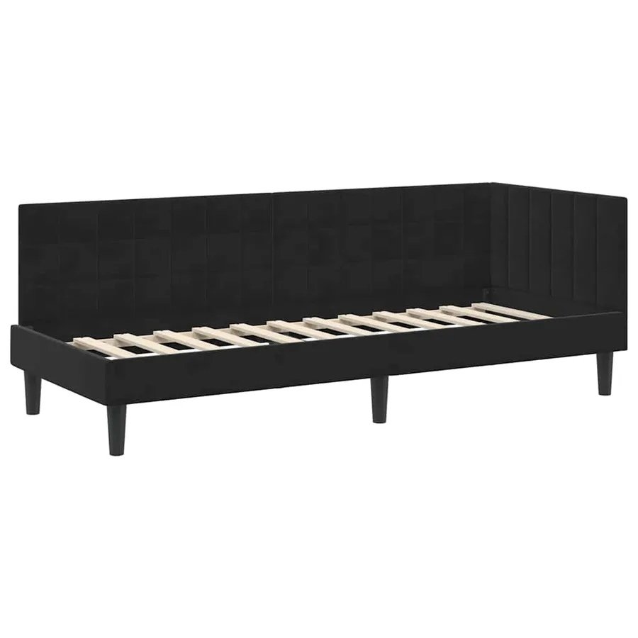 Cadre de lit d'angle avec matelas 2 pcs Noir Velours - 6