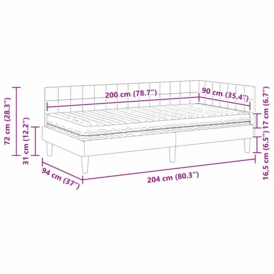 Cadre de lit d'angle avec matelas 2 pcs Vert Velours - 14