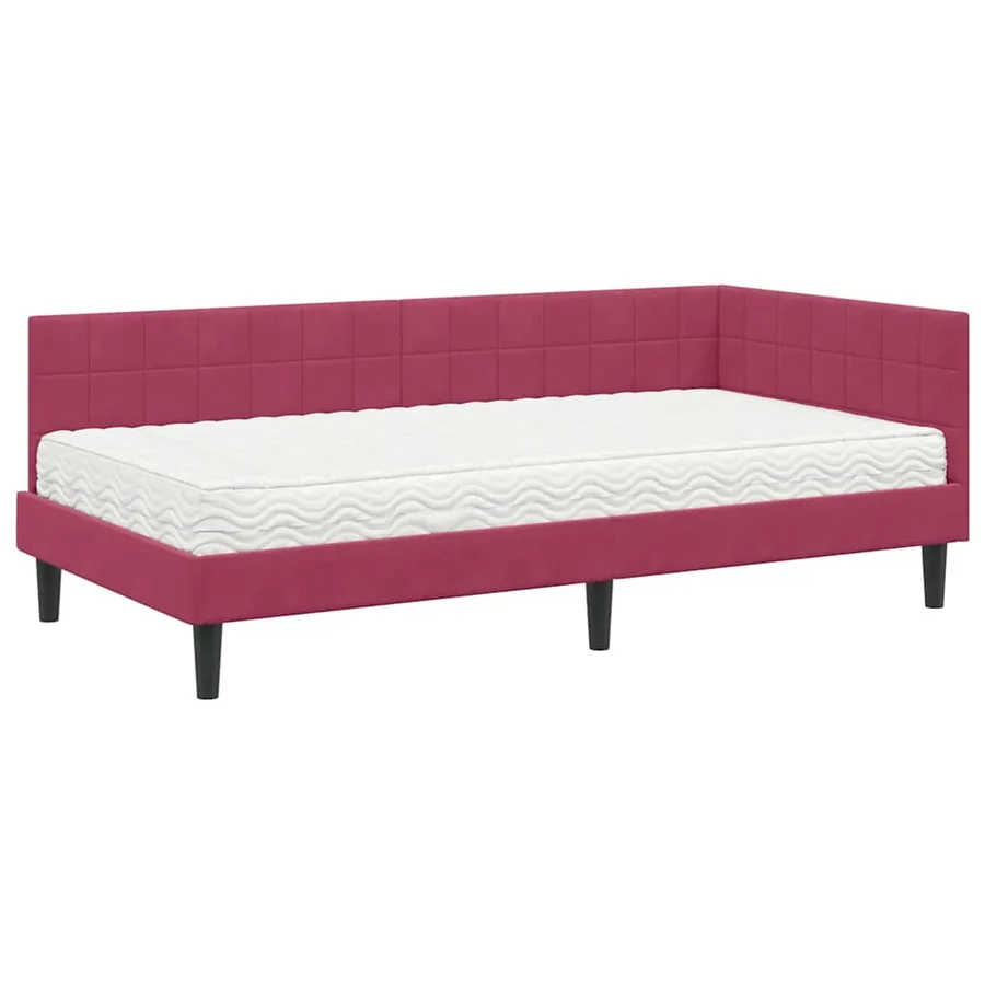 Cadre de lit d'angle avec matelas 2 pcs Vert Velours - 4