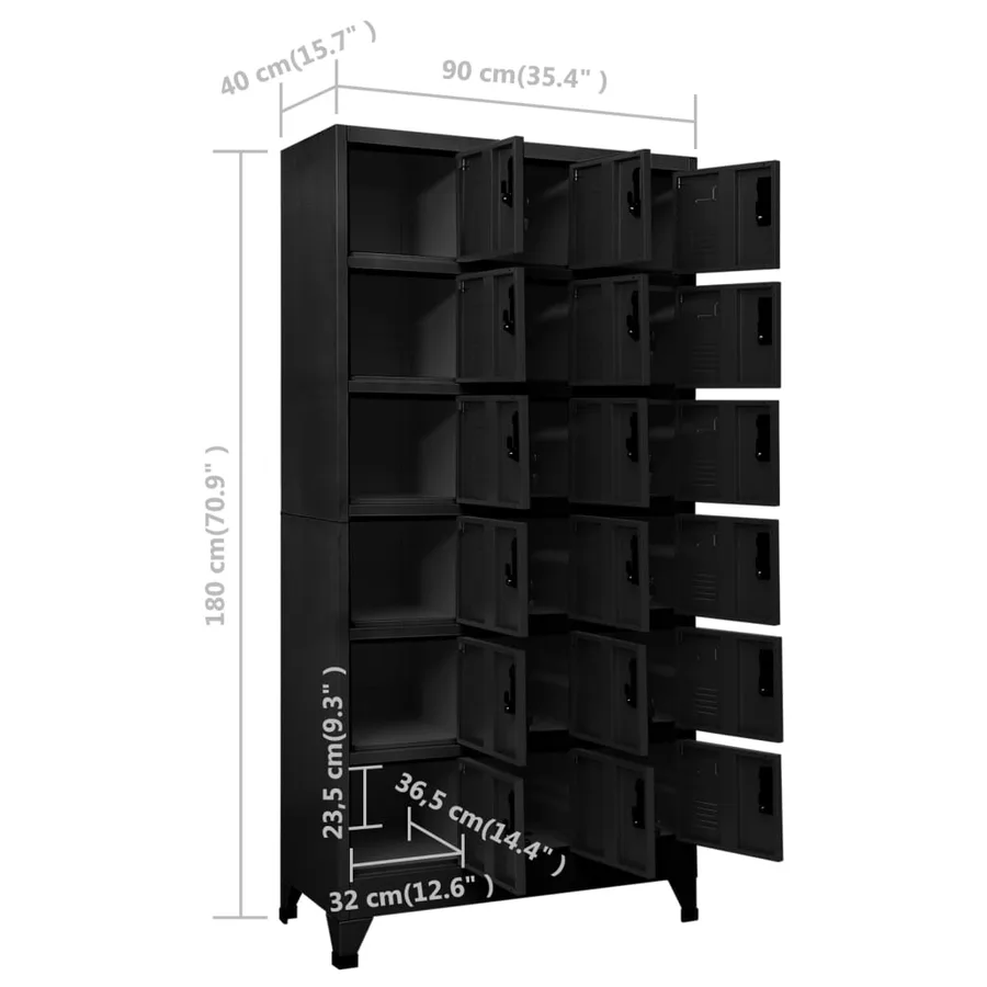 Armoire à casiers Noir 90x40x180 cm Acier - 8