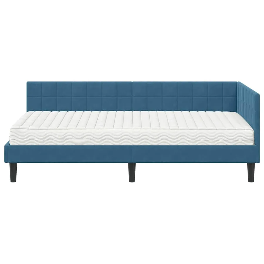 Cadre de lit d'angle avec matelas 2 pcs Bleu Velours - 5