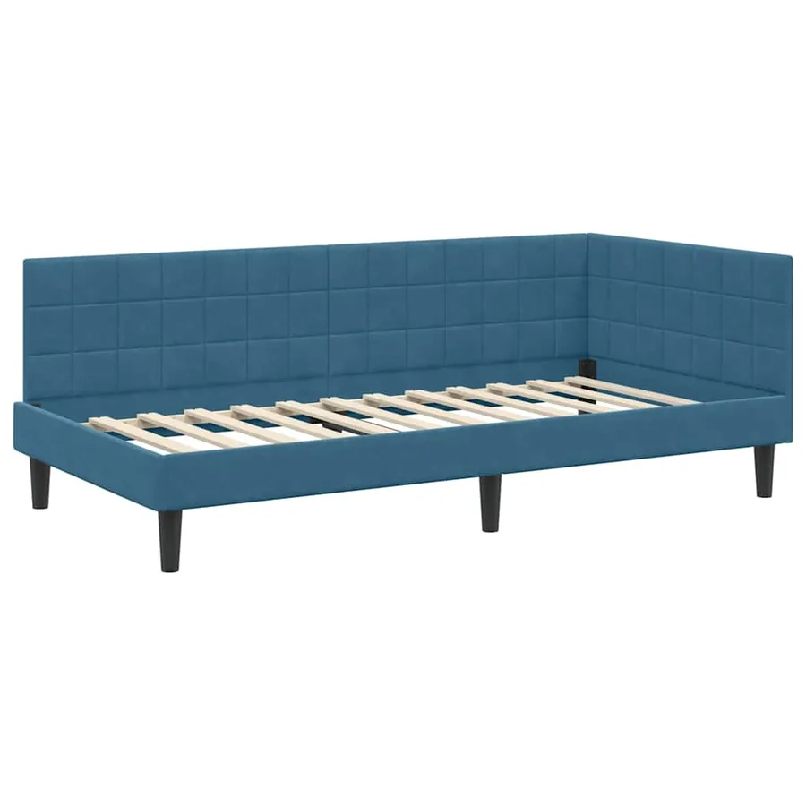 Cadre de lit d'angle avec matelas 2 pcs Bleu Velours - 6