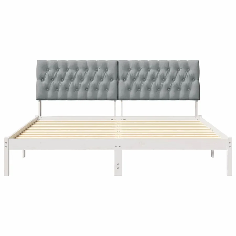 Cadre de lit avec tête de lit rembourrée Blanc 180 x 200 cm - 5