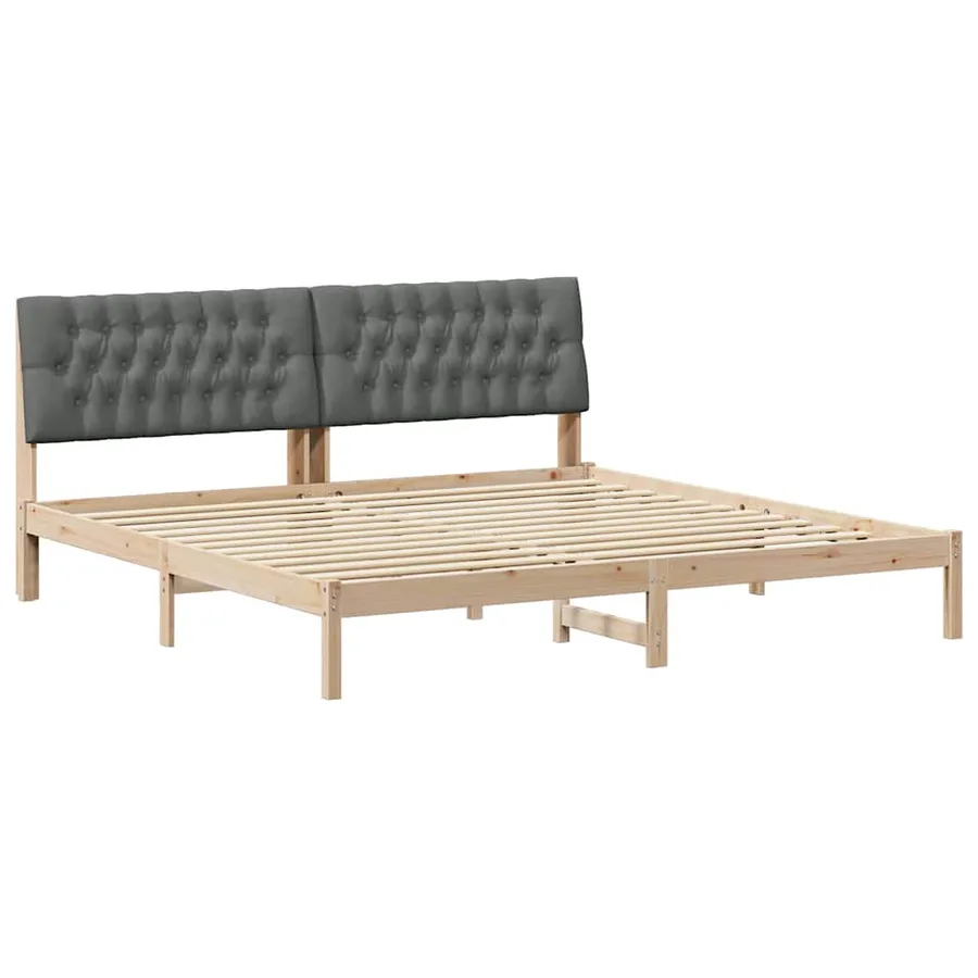 Cadre de lit avec tête de lit rembourrée Marron 200 x 200 cm - 2