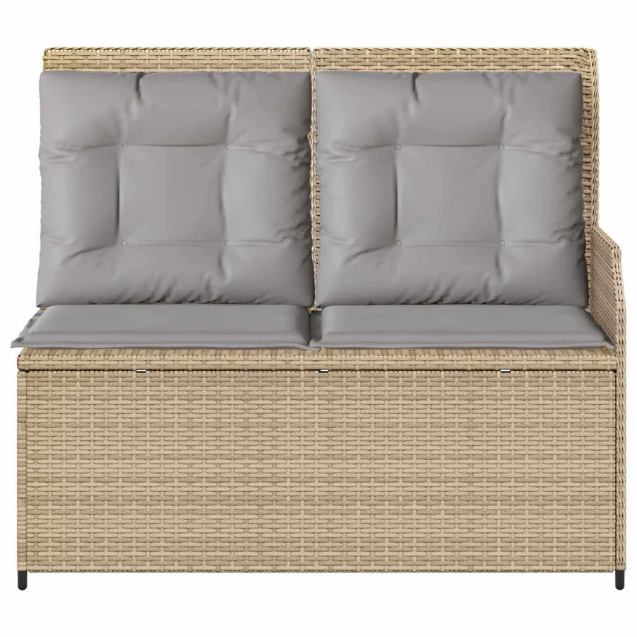 Banc de jardin avec coussin Beige et gris polyrotin - 4