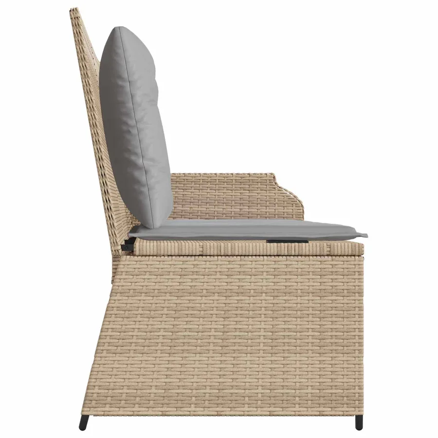 Banc de jardin avec coussin Beige et gris polyrotin - 5