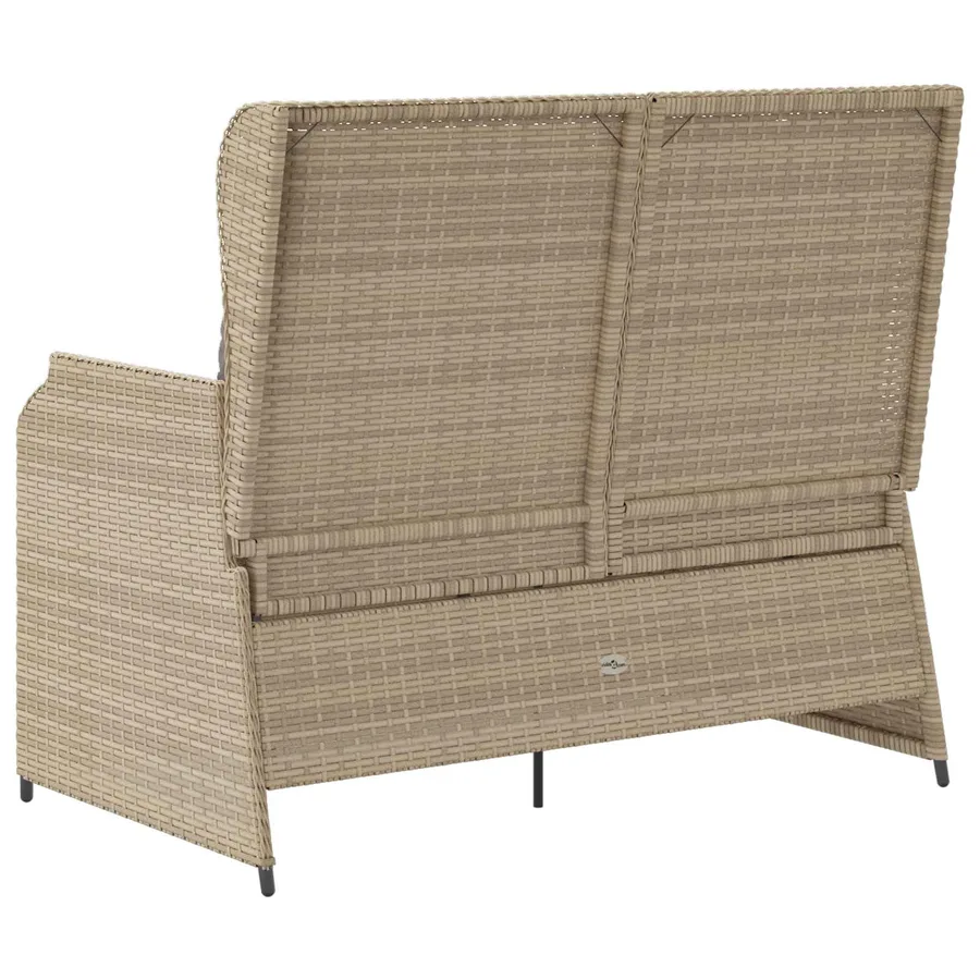 Banc de jardin avec coussin Beige et gris polyrotin - 6