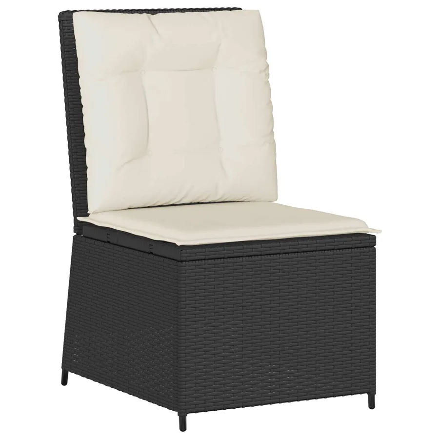 Canapé de jardin avec coussin Noir et blanc crème polyrotin - 2