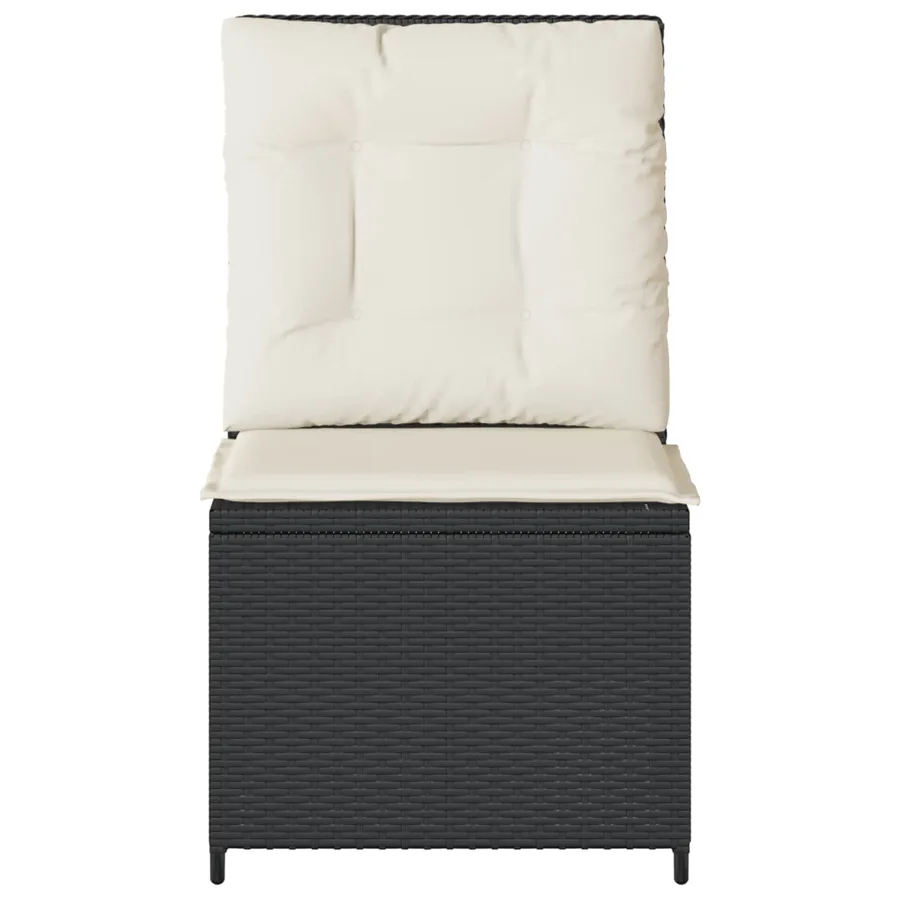 Canapé de jardin avec coussin Noir et blanc crème polyrotin - 4
