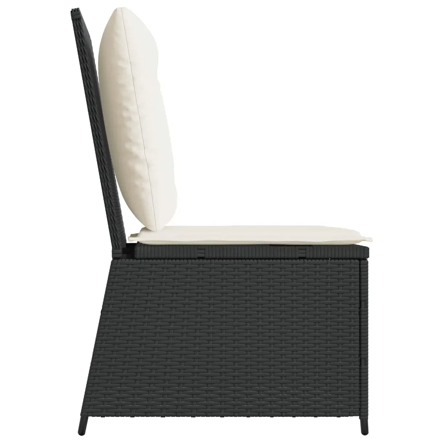 Canapé de jardin avec coussin Noir et blanc crème polyrotin - 5
