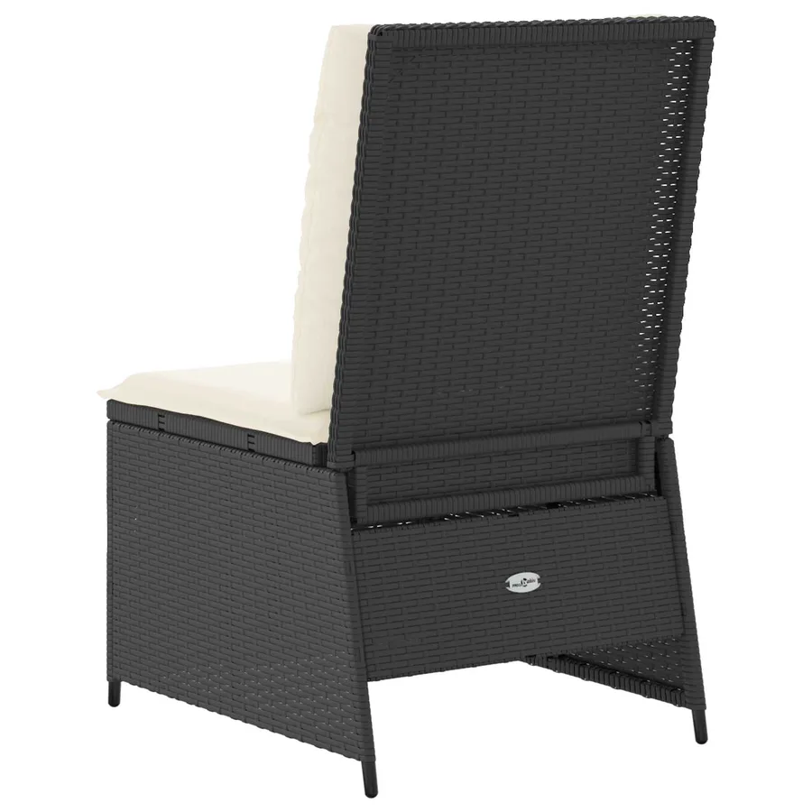 Canapé de jardin avec coussin Noir et blanc crème polyrotin - 6