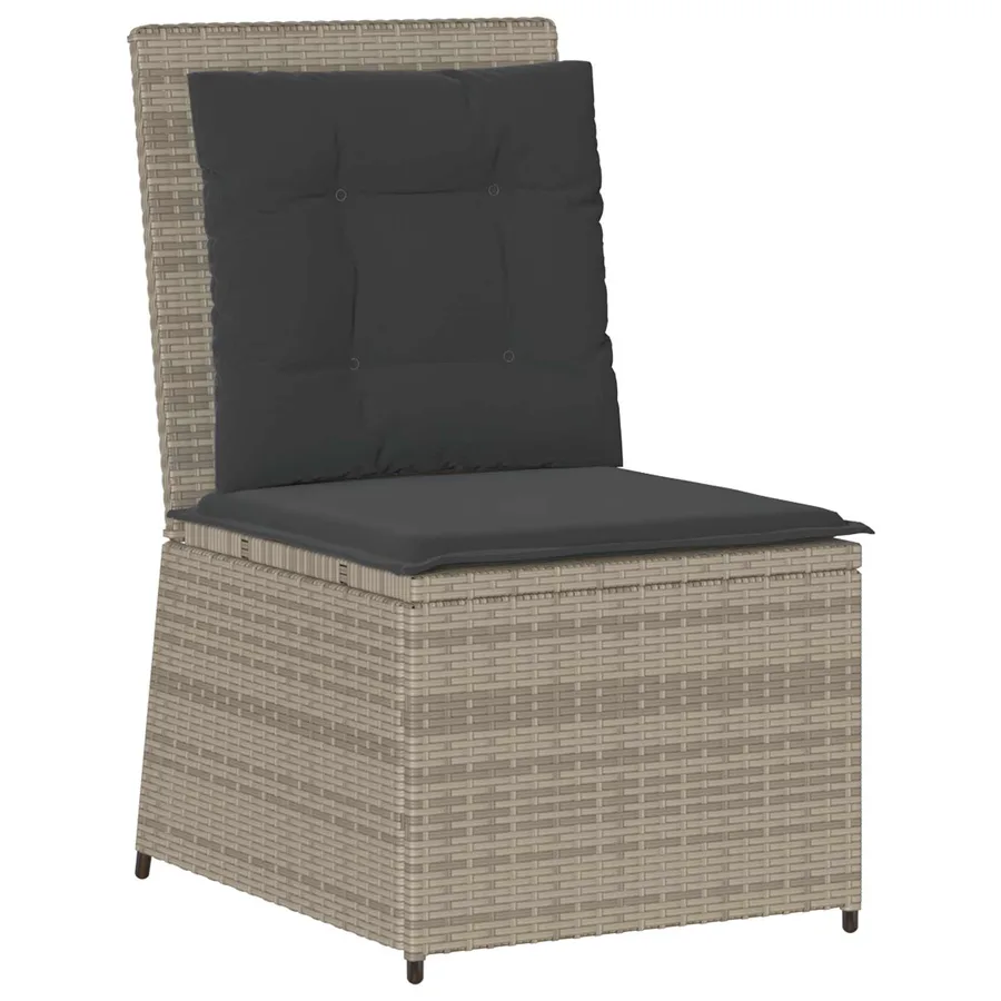 Canapé de jardin avec coussin Gris clair polyrotin - 2