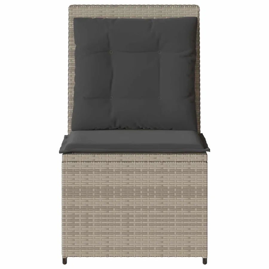Canapé de jardin avec coussin Gris clair polyrotin - 4