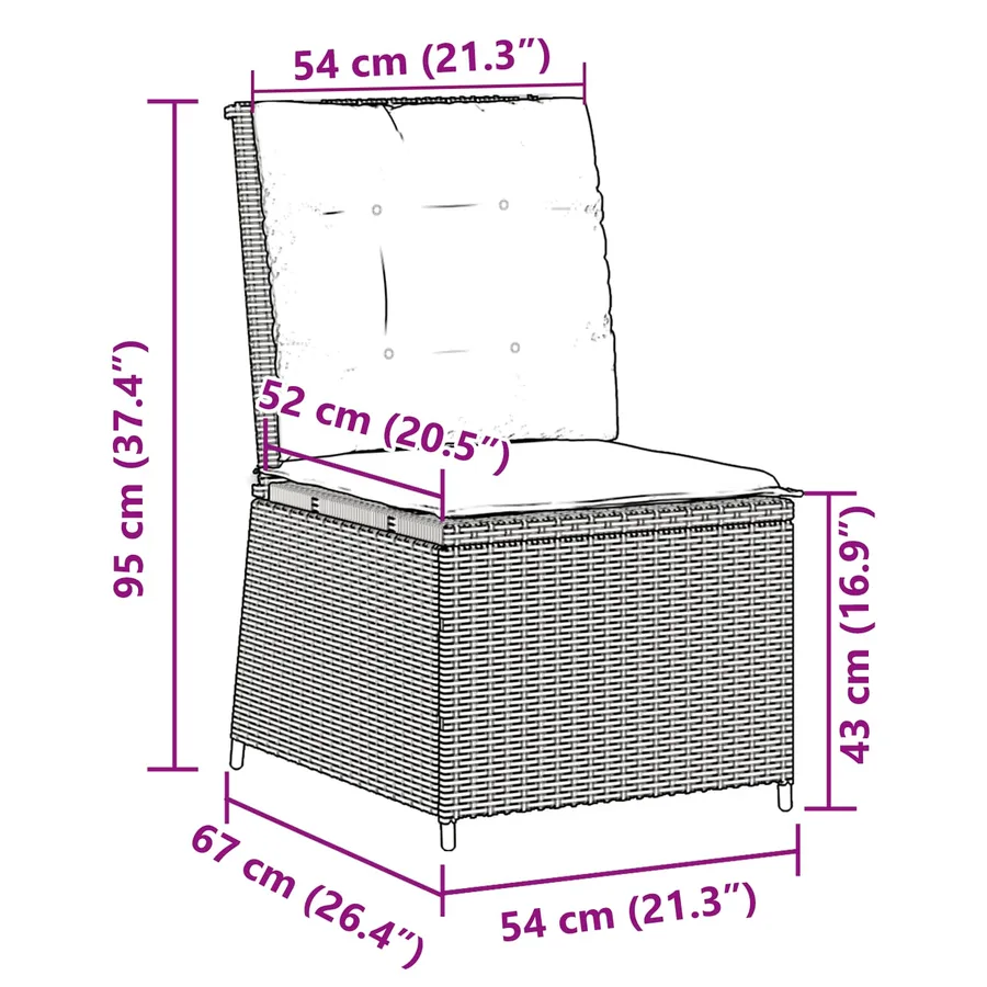 Canapé de jardin avec coussin Gris clair polyrotin - 9