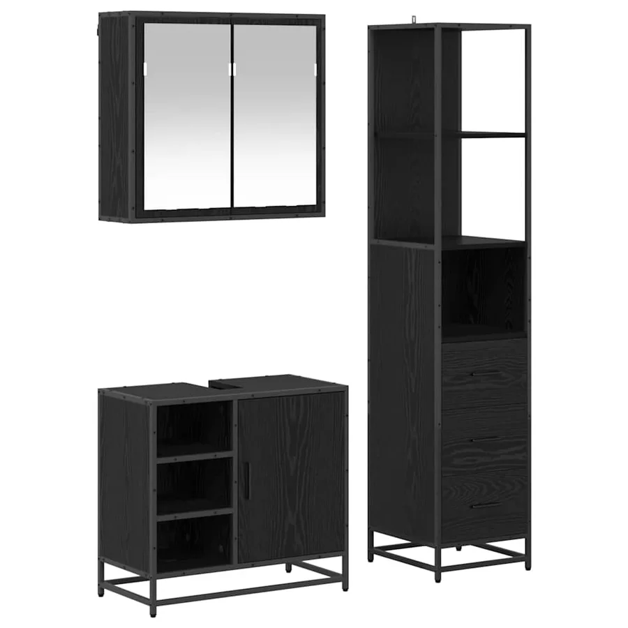 Ensemble de mobilier de salle de bain 3 pcs Chêne noir - 2
