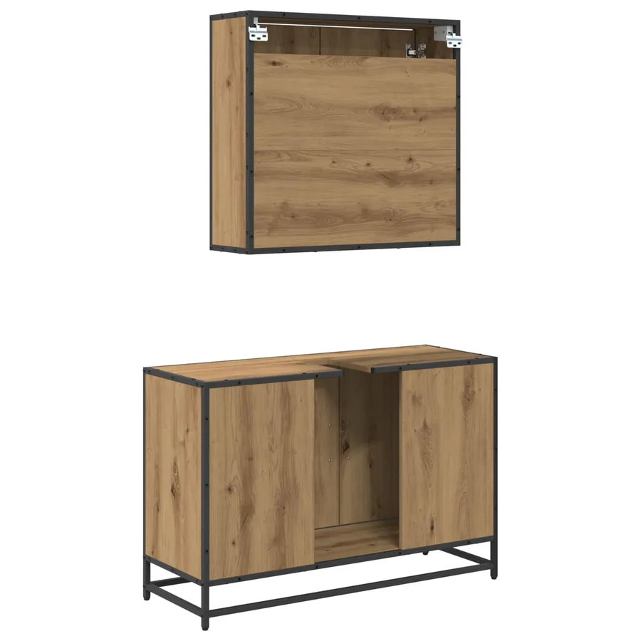 Ensemble de mobilier de salle de bain 2 pc Chêne artisanal - 9