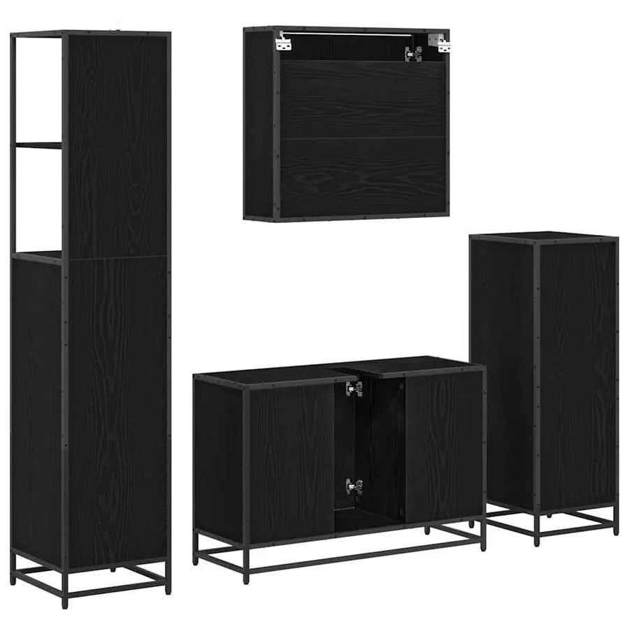 Ensemble de mobilier de salle de bain 4 pcs Chêne noir - 10