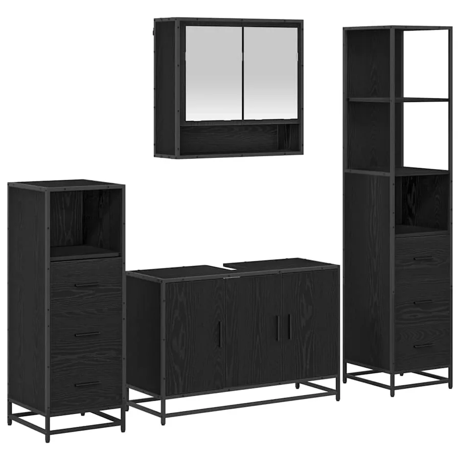Ensemble de mobilier de salle de bain 4 pcs Chêne noir - 2