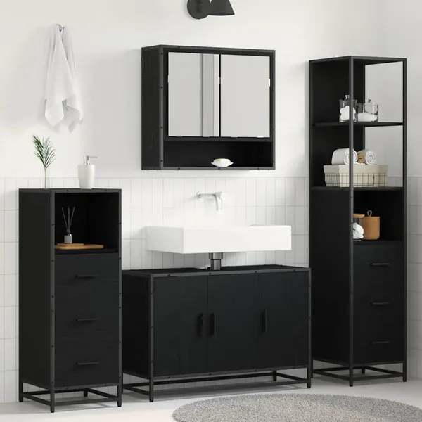 Ensemble de mobilier de salle de bain 3 pcs Bois Ancien