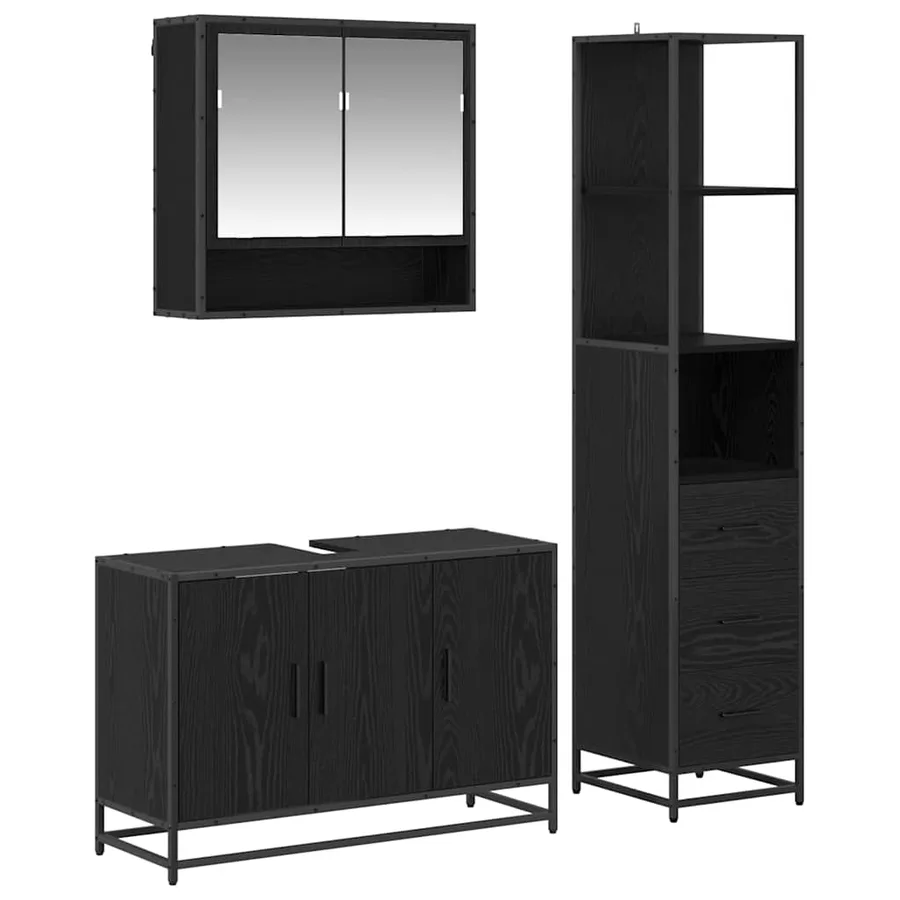Ensemble de mobilier de salle de bain 3 pcs Bois Ancien - 2