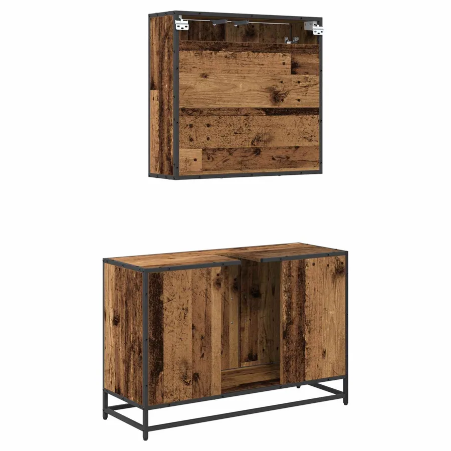 Ensemble de mobilier de salle de bain 2 pcs Bois Ancien - 9