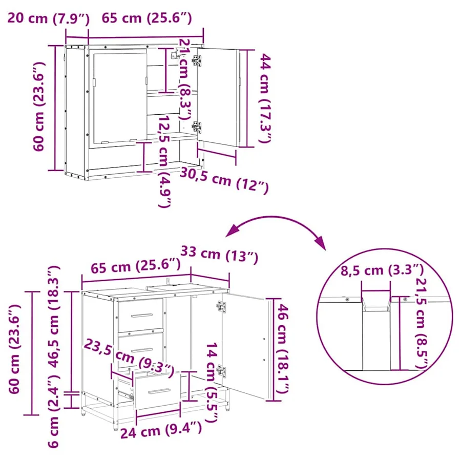Ensemble de mobilier de salle de bain 4 pc Chêne artisanal - 19