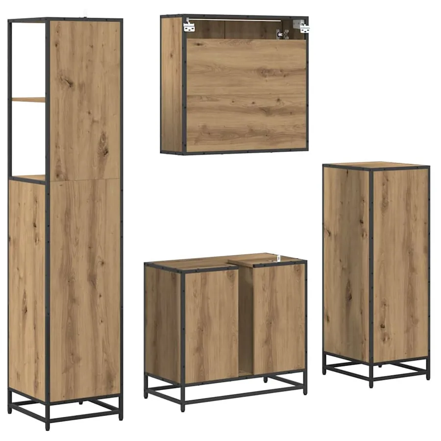 Ensemble de mobilier de salle de bain 4 pc Chêne artisanal - 8