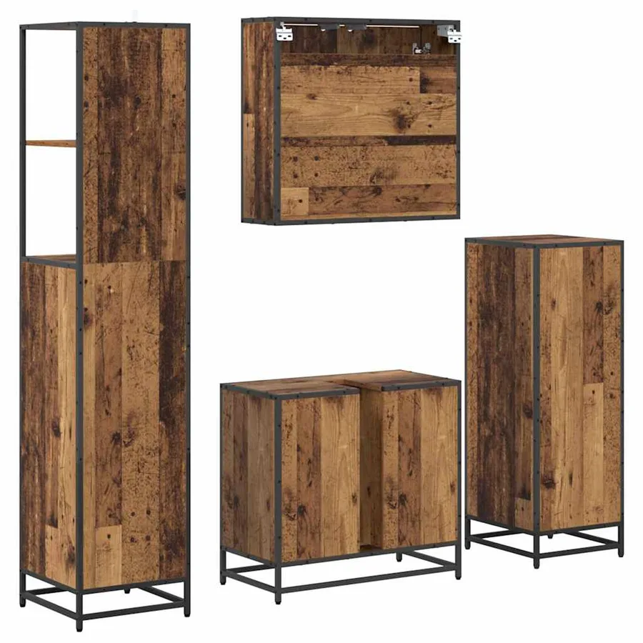 Ensemble de mobilier de salle de bain 4 pcs Bois Ancien - 10
