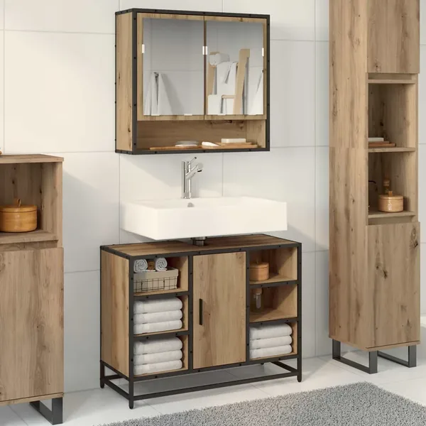 Ensemble de mobilier de salle de bain 2 pc Chêne artisanal