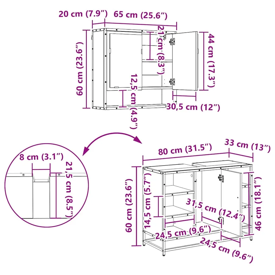 Ensemble de mobilier de salle de bain 2 pc Chêne artisanal - 18