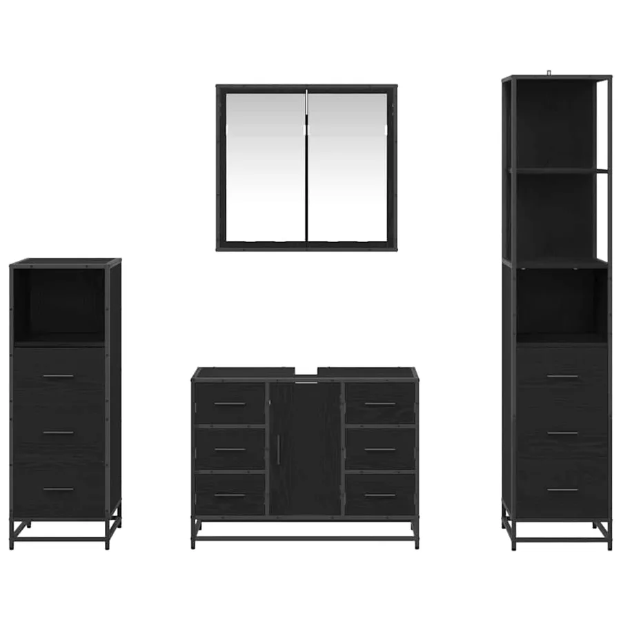 Ensemble de mobilier de salle de bain 4 pcs Chêne noir - 9
