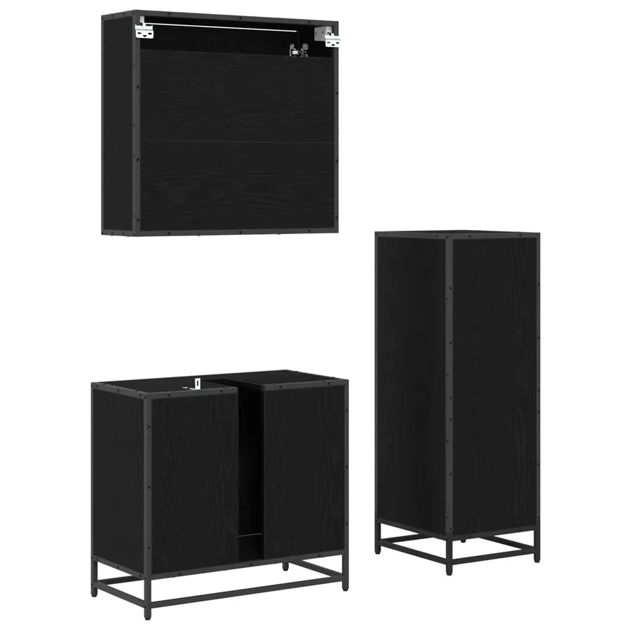 Ensemble de mobilier de salle de bain 3 pcs Chêne noir - 10