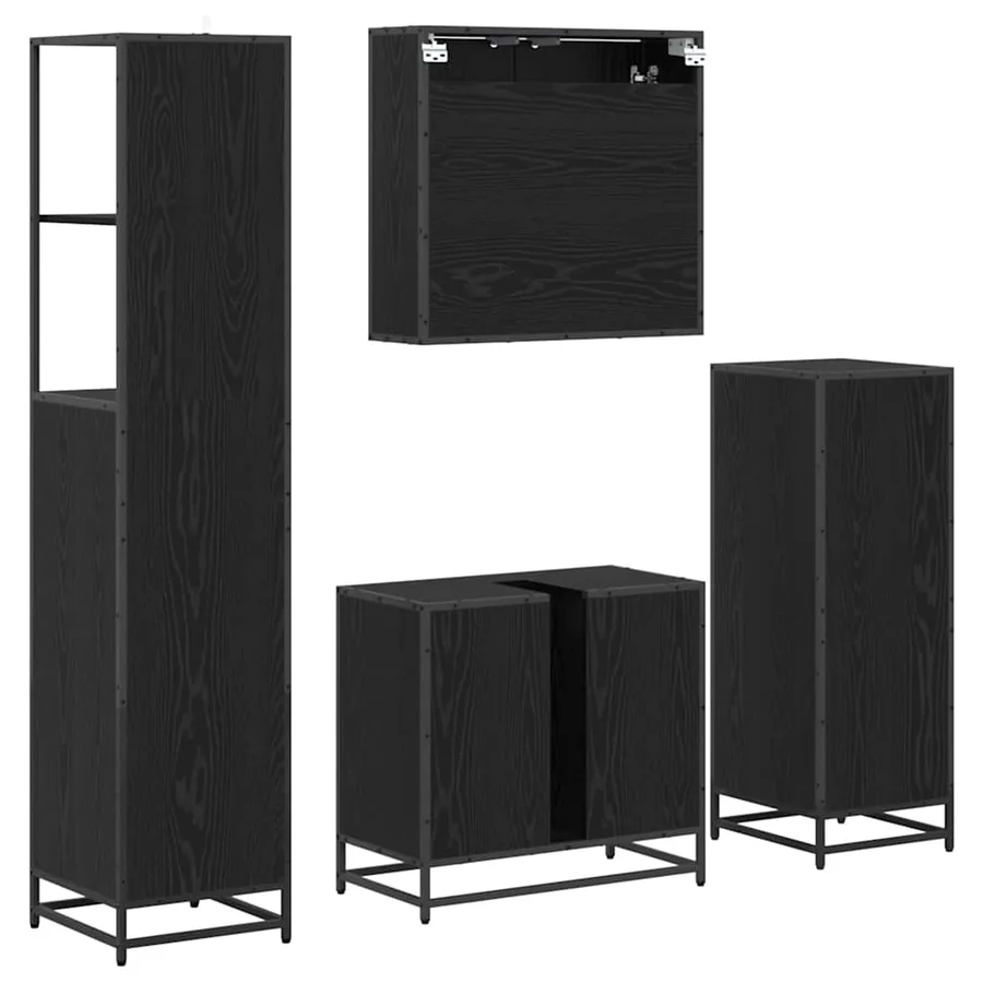 Ensemble de mobilier de salle de bain 4 pcs Chêne noir - 8