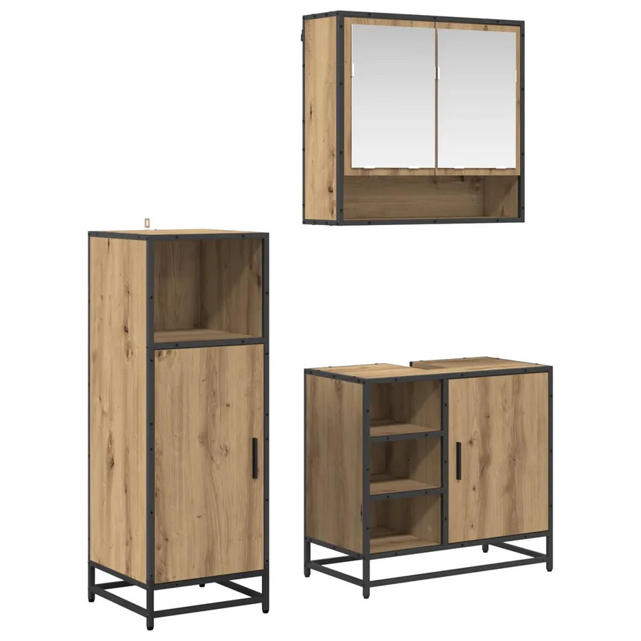 Ensemble de mobilier de salle de bain 3 pc Chêne artisanal - 2