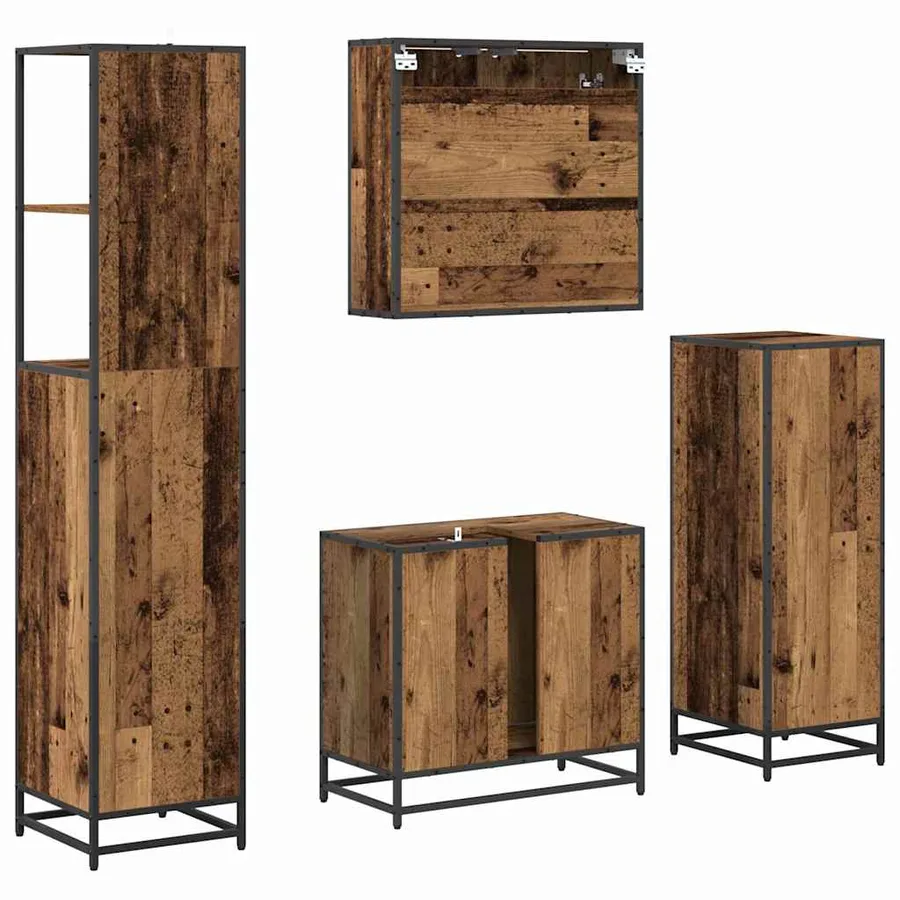 Ensemble de mobilier de salle de bain 4 pcs Bois Ancien - 8